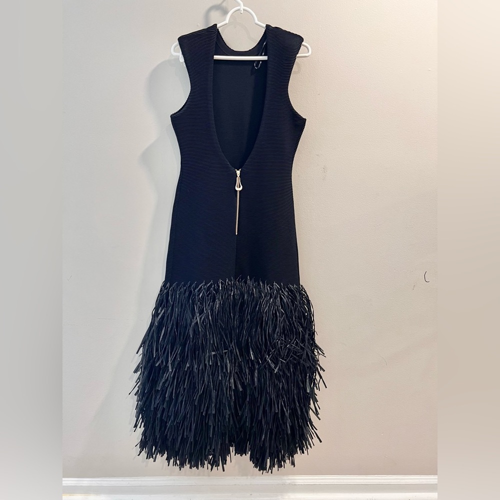NWT Aje Exclusive Rushes Raffia Ribbed Midi Dress Black Size XS - Picture 4 of 9